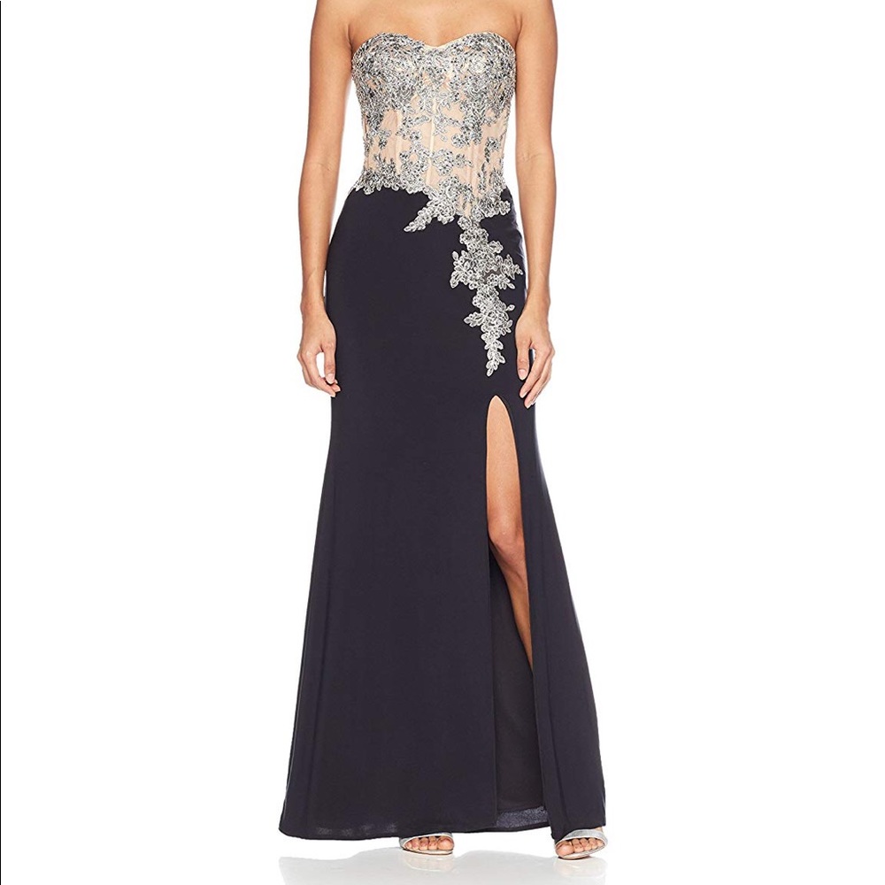 Blondie Nites Long Slim Strapless Gown
